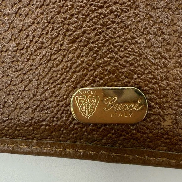 Vintage Gucci Trifold Monogrammed Clutch Brown Tan - Picture 12 of 15